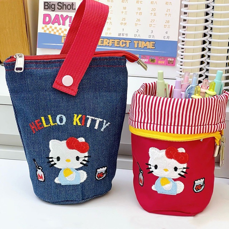 Estojo Bonito KT Para Lápis Bolsas Cosméticas Portáteis De Grande Capacidade Cat Student Papelaria Presentes