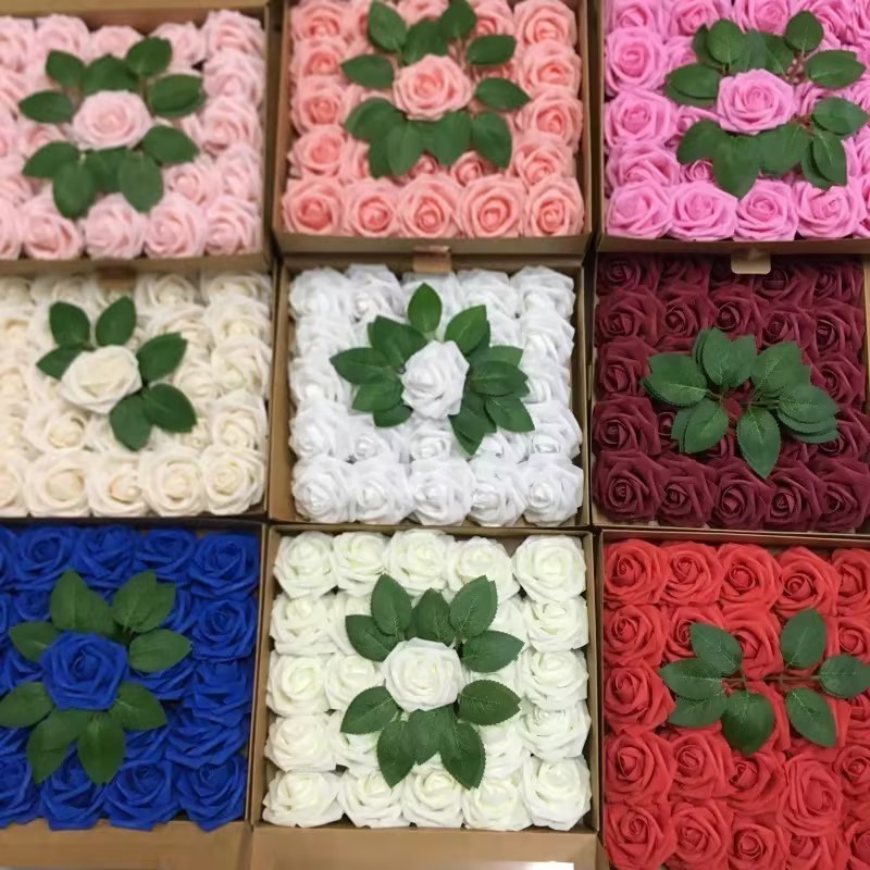 20/50/100 Pçs Casamento Dia Dos Namorados diy Flor artificial Caixa De Presente PE Espuma Rosa