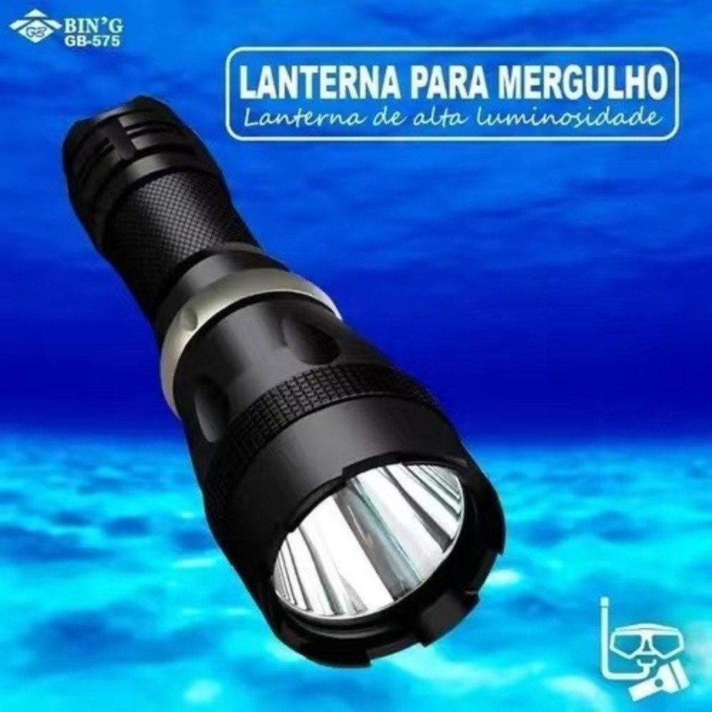 Lanterna De Mergulho Bing Recarregável Led Cree T6 GB-575