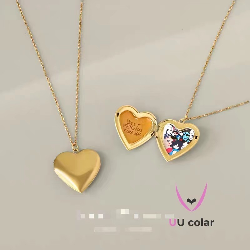 Pingente de Medalhão de Coração em Aço Inoxidável: Símbolo de União para Casais foto
