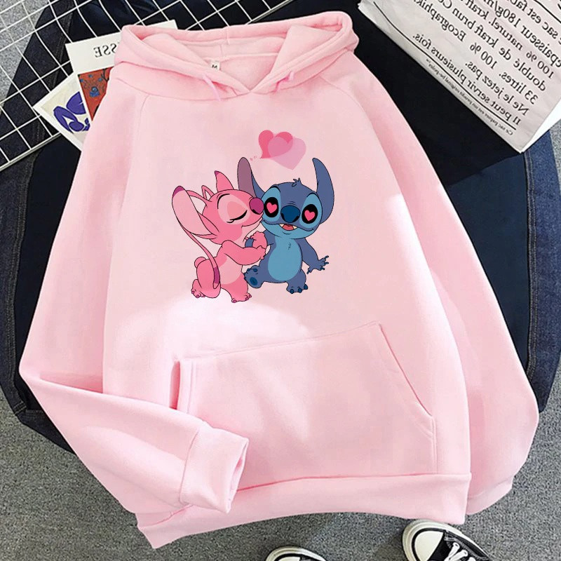 Blusa De Moletom Feminino Casaco de Frio Lilo Stitch  Casal Personalizado Linha premium com Bolso e Capuz