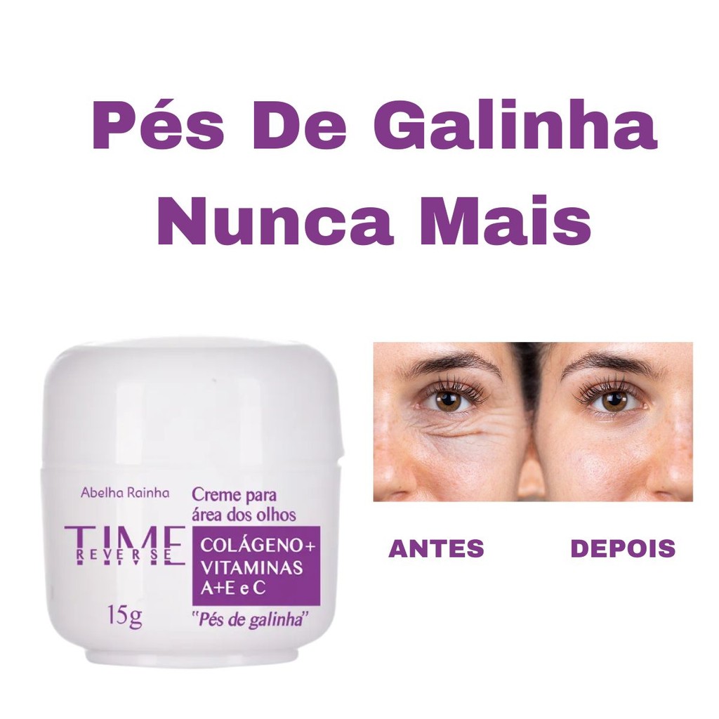 Creme Para Área Dos Olhos "Pés de Galinha" Com Colágeno e Vitaminas A+E e C Abelha Rainha 15g