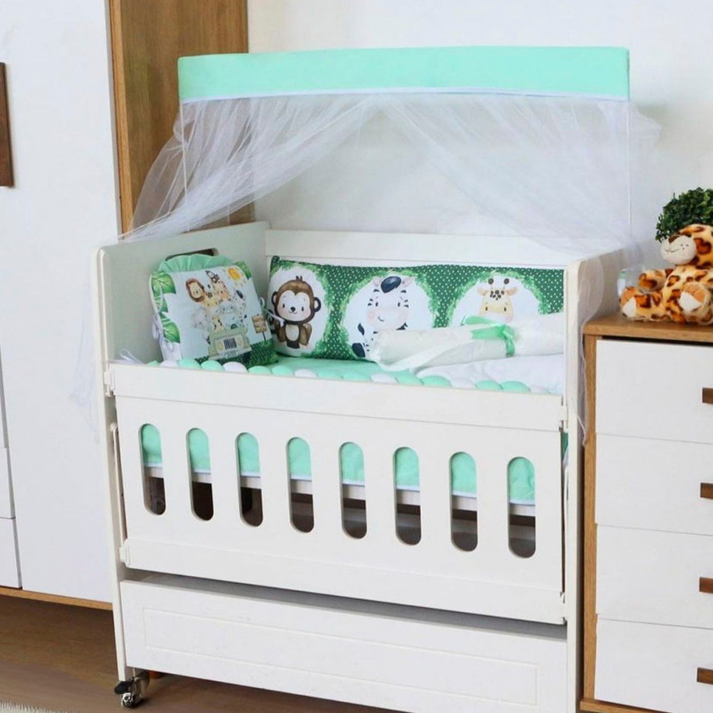 Kit Para Mini Berço 10 Peças Menino Menina com Trança Sublimado Light