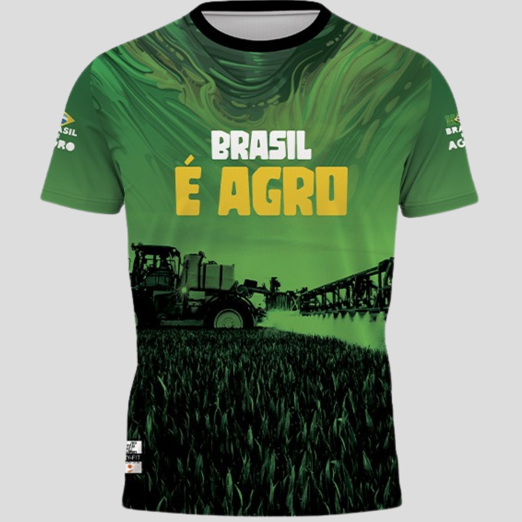 Camisa Brasil é Agro Camiseta Maquina Agricultura Dry Fit Leve Fresca