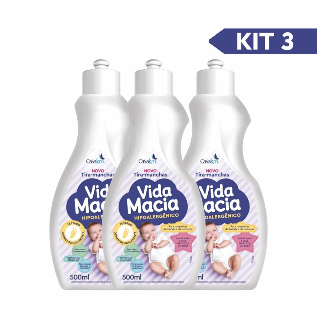 Tira Manchas Vida Macia Hipoalérgico Liquido 500ml Casakm Bebe