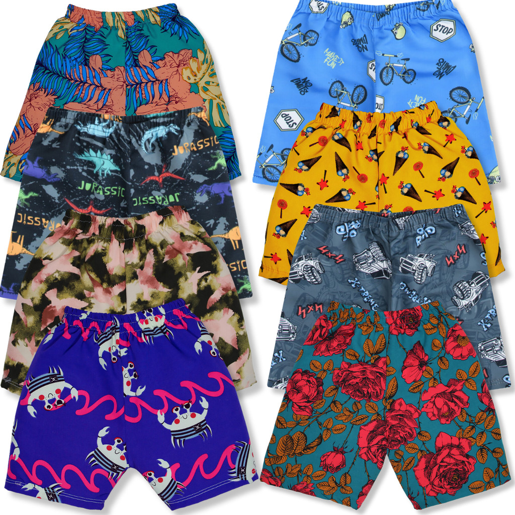 Kit 8 Peças Shorts Infantil E Bebe Tactel Tamanhos 1 a 8 Bermuda Menino