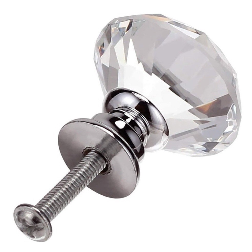 Puxador de Cristal 30mm Cromado Para Gaveta Armário