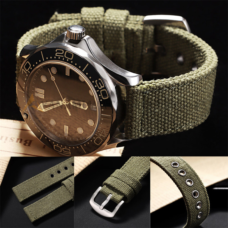 Pulseira De Relógio De Nylon De Camada Dupla , 20mm 22mm 24mm , Feita À Mão , Tecido Espesso , Militar , Masculino , Fem