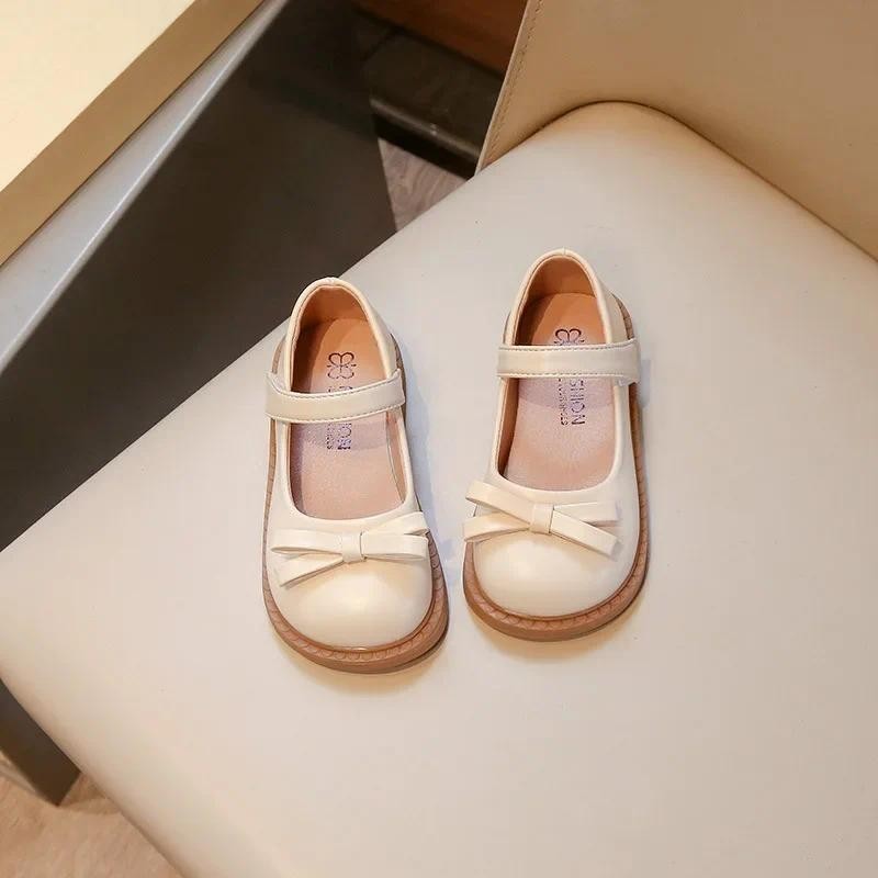 Jogerli Garotas PU Couro Sapatos Escola Estudante Primavera Outono Versão Crianças Pequenas Sola Macia Casual Pantufa