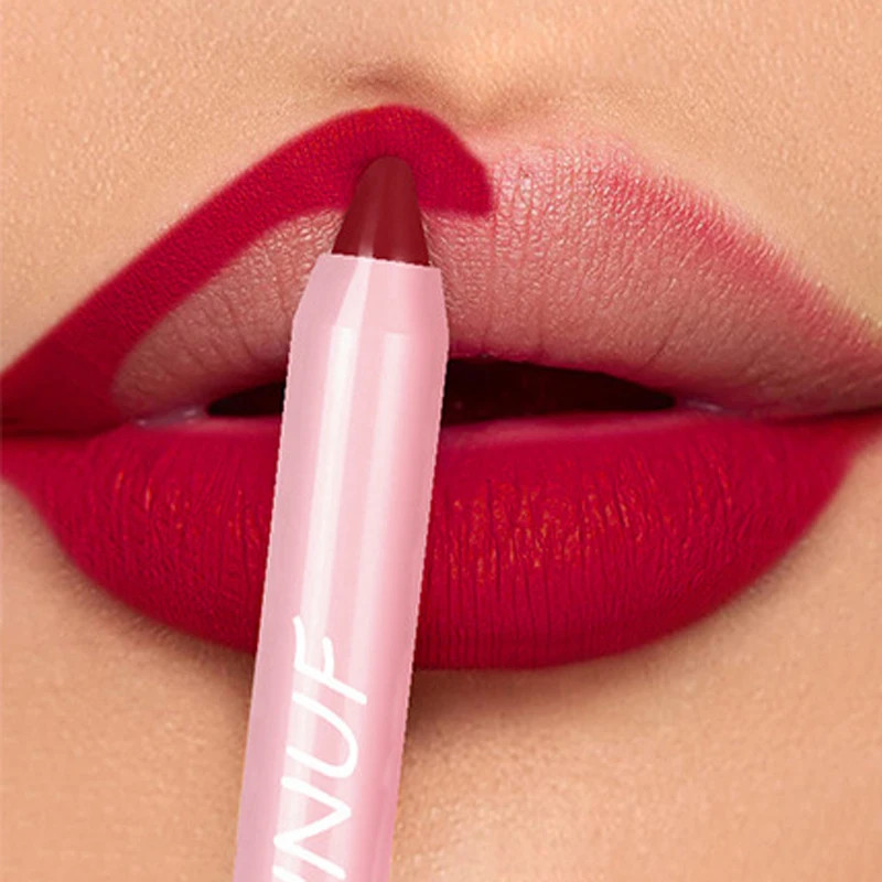 Lápis 18-Cores Batom À Prova D'água Sexy Vermelho Mate Contorno Tinta Copo Antiaderente Caneta Lipliner Maquiagem Labial Cosmética
