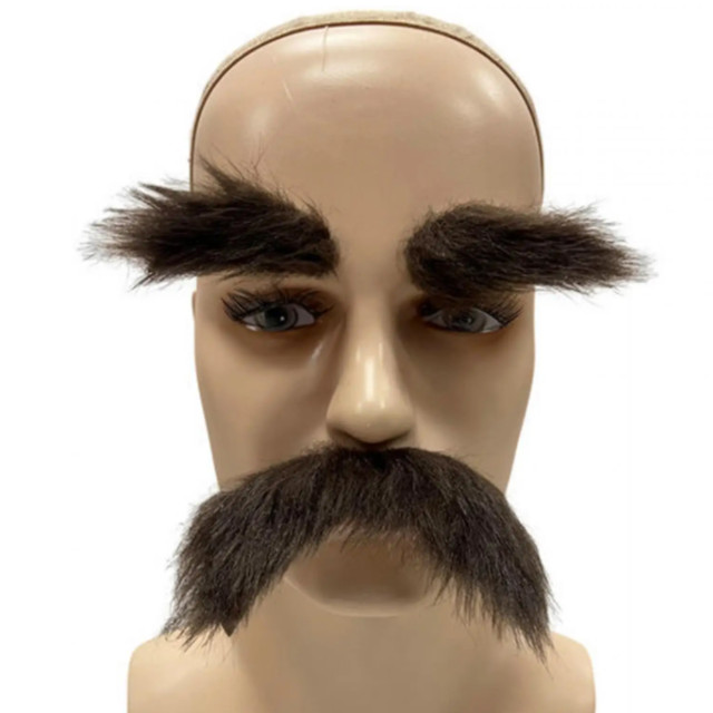 Bigode com Sobrancelha Disfarce Fantasia Cosplay Diversão Brincadeira Risadas