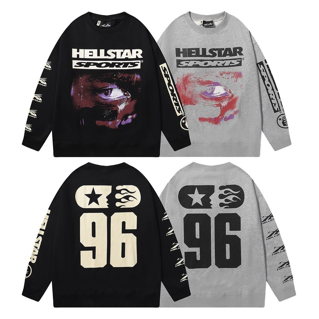 Moleton Gola Careca ESTAMPADO GRANDE Hellstar Hellstar Hellstar 24 Primavera Novo Produto Olhos Kirin Braço