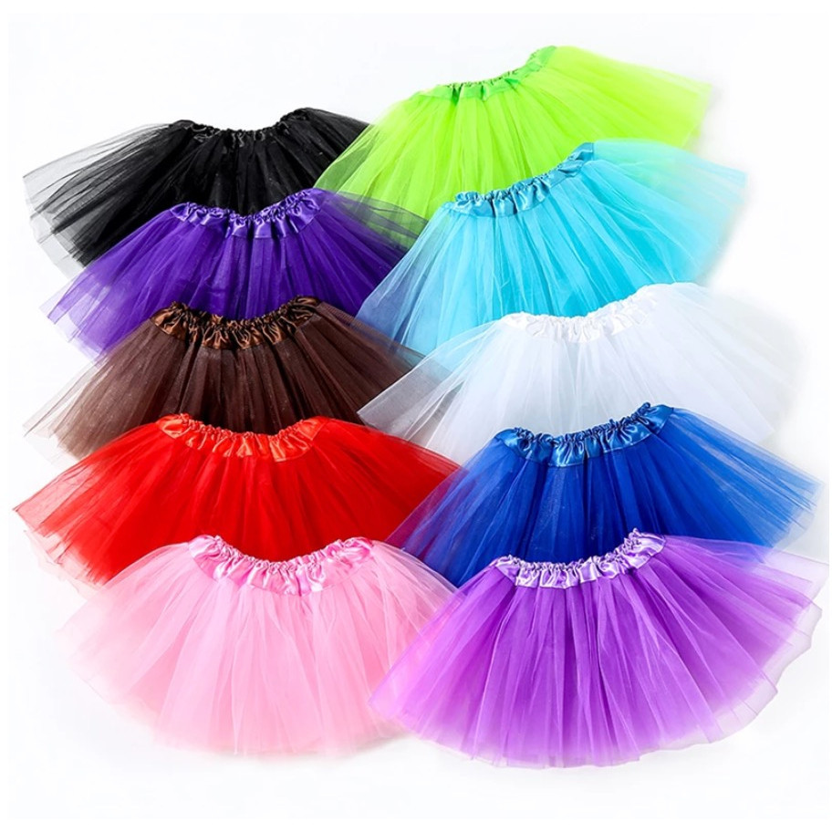 Saia de tule infantil colorido lisa de Carnaval Halloween 40cm para Adulto 30 cm para infantil