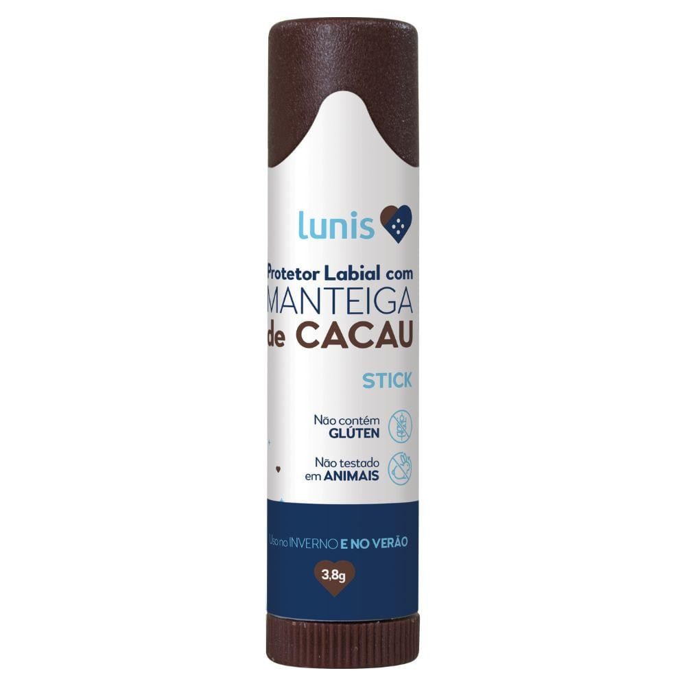 PROTETOR LABIAL COM MANTEIGA DE CACAU LUNIS STICK 3,8GR