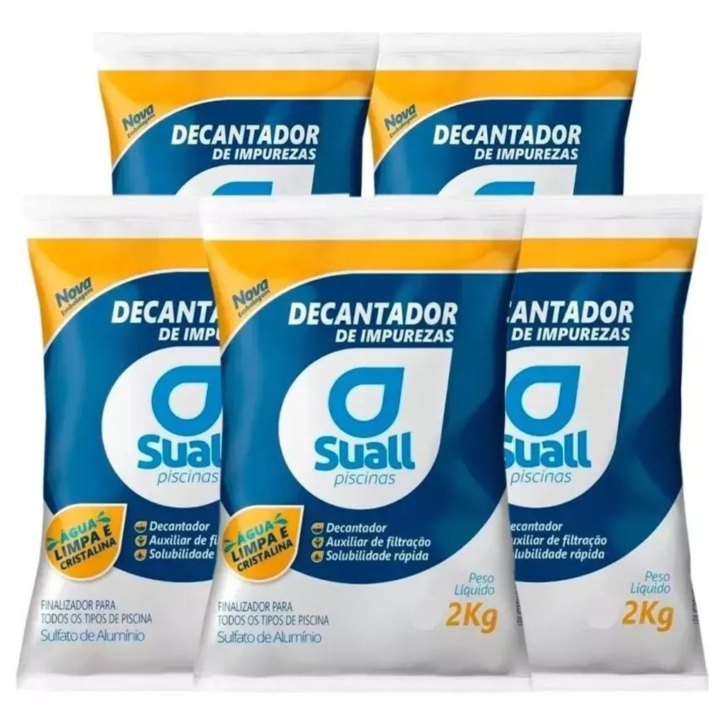 Kit 5 Decantador Impurezas 2kg Sulfato De Aluminio Suall
