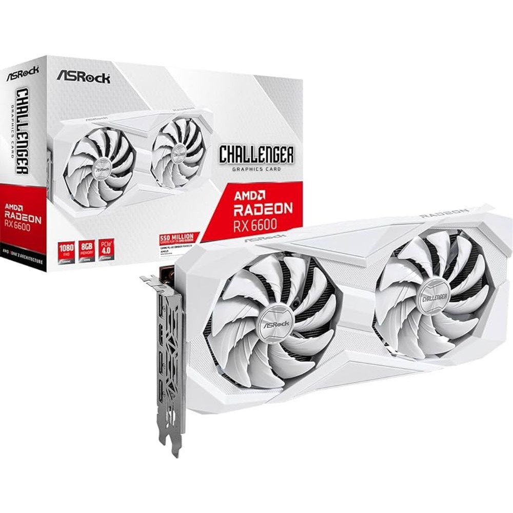 Placa de vídeo AMD Radeon ASRock RX6600 Challenger White 8GB GDDR6 128 Bits - 90-GA4UZZ-00UANF