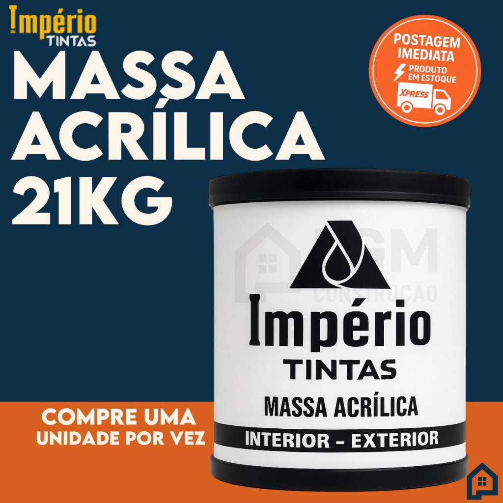 Massa Acrílica Externo Interno 21kg império Premium Ideal Para Parede,Drywall e Isopor