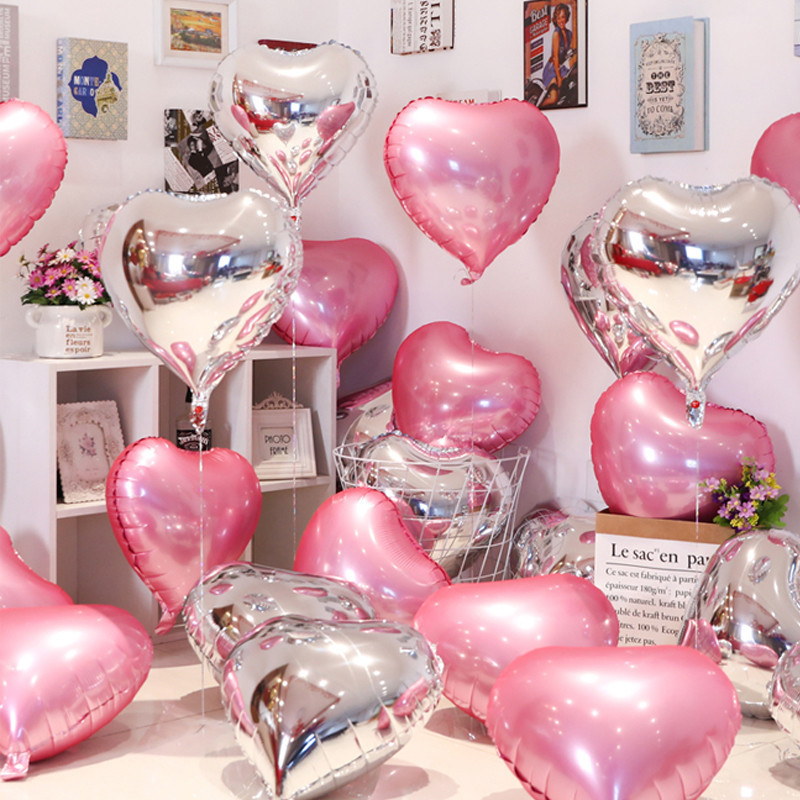 Kit 5/ 10/ 20 Balão de Coração Metalizado 18 Polegada 45x45cm Decoração para Festa/Dia Das Mães E Dia Namorado