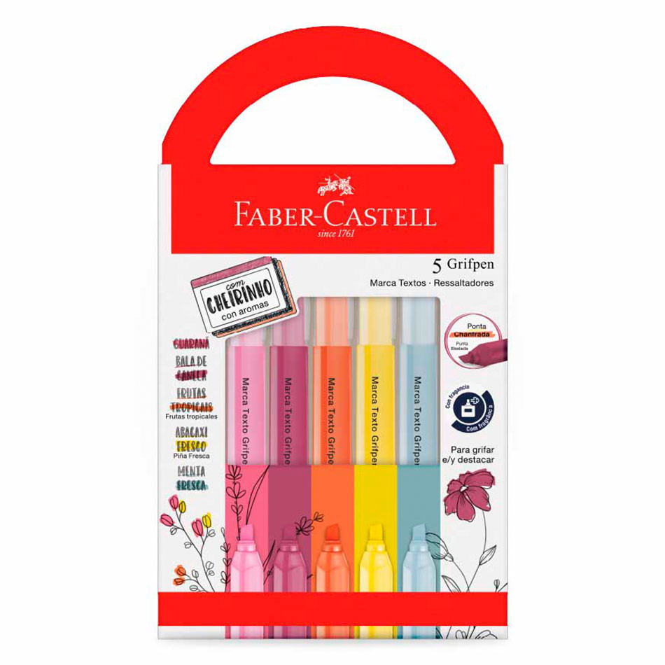 Pincel marca texto Grifpen com 5 unidades Revigora & Energiza MT/ES5REZF Faber-Castell