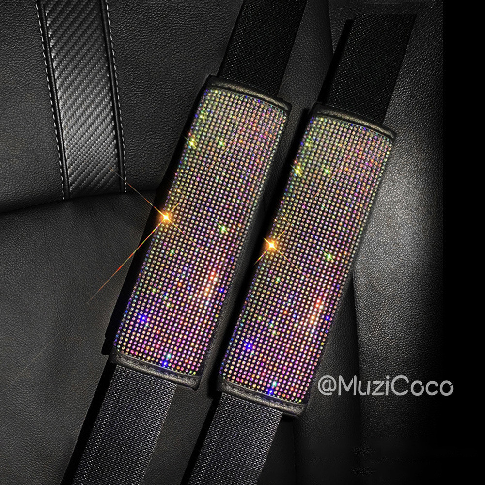 2PCS Bling Rhinestone Crystal Universal Car Seat Pads Capa De Cinto De Segurança Para Carro Almofada De Ombro Suave Saco