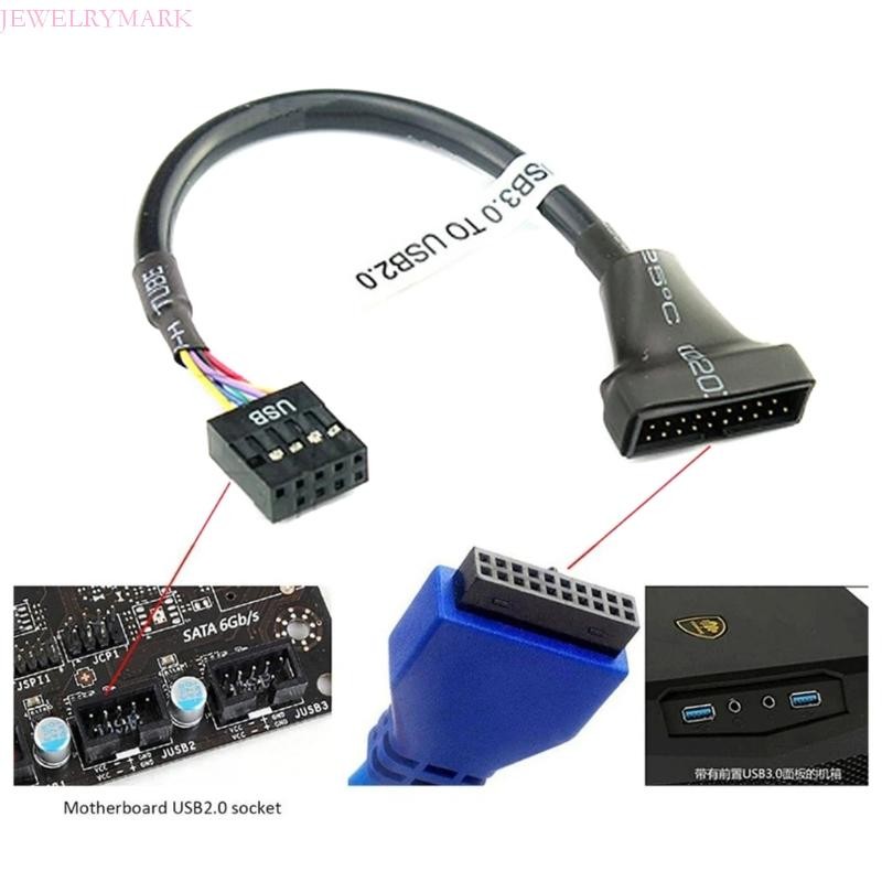 Jew 10CM Placa-Mãe usb3 0 20Pin Para 2.0 9pin Conversor USB 2.0 Adaptador PC Chassi Moldura Frontal Linha