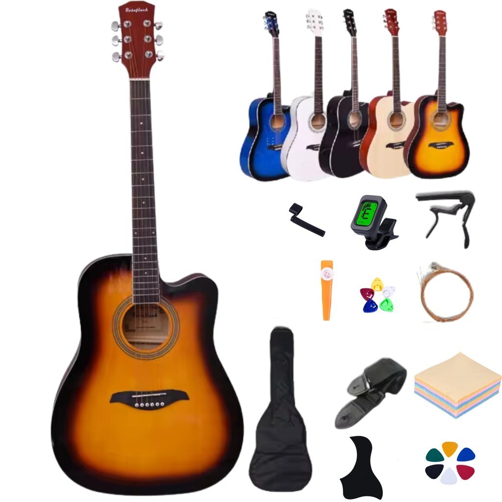 Violão Acústico 38 Polegadas 6 Cordas - Leve, Madeira, Várias Cores Iniciantes Aulas Ensaio Banda