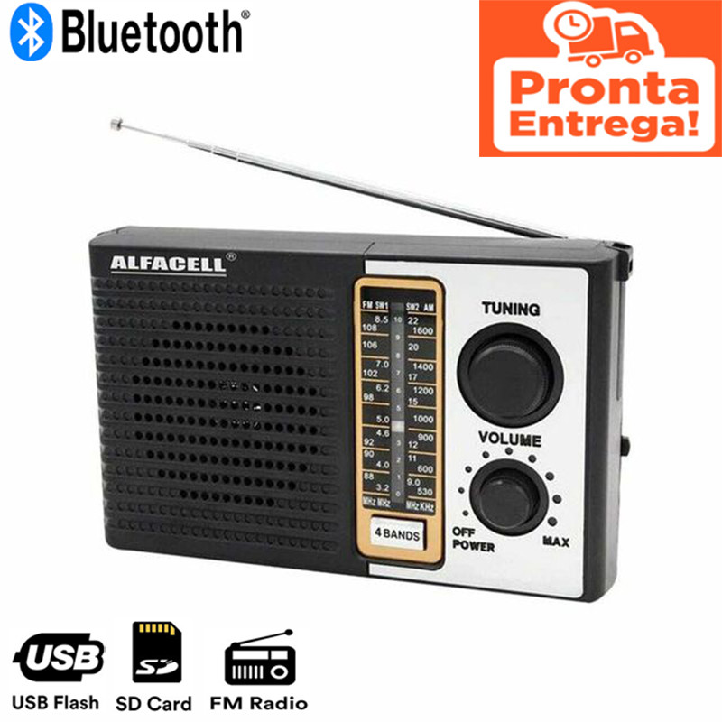 Rádio Portátil 4 Bandas Alfacell AL09 Lanterna USB Sd AM, FM, SW – Alta Qualidade de Sintonia