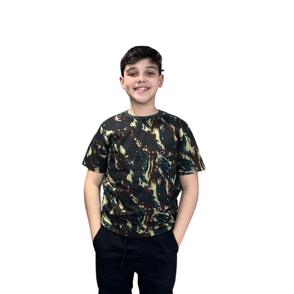 Camiseta Camuflada Militar do Exercito infantil