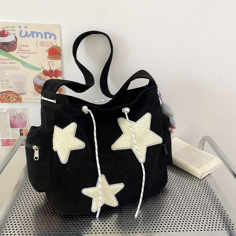 Bolsa Estrela Veludo Transversal para Dia a Dia Grande Capacidade
