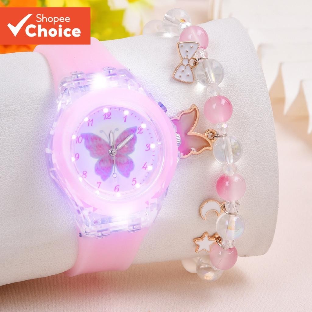 Kegllect Relógio de Quartzo Borboleta Trendy Cute Cartoon Beaded Pulseira Decorativa para Crianças e Meninas