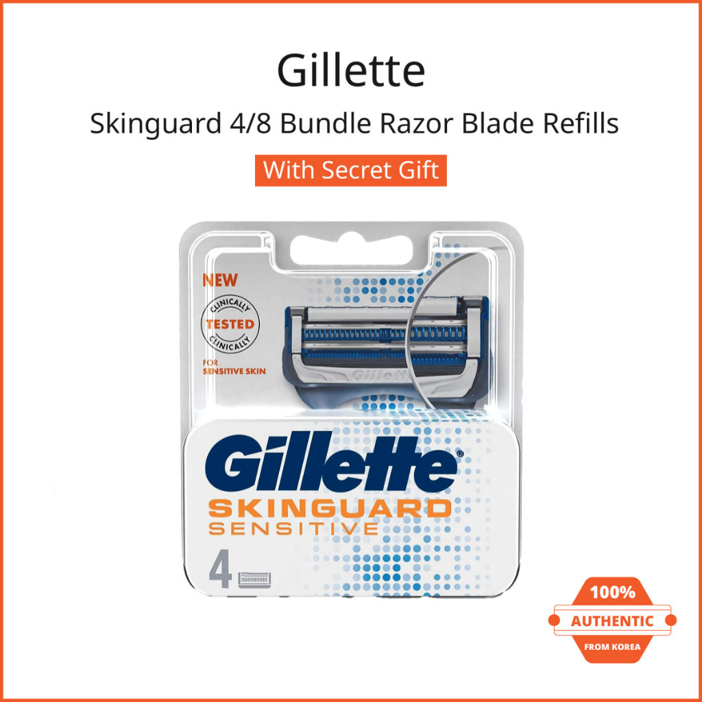 [Gillette] Skinguard Lâminas de Reposição para Barbeador, Pacote com 4/8 Unidades