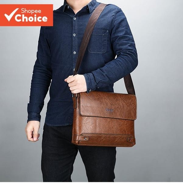 Pasta De Negócios Masculina De Couro Macio – Bolsa De Ombro Crossbody Casual Retrô Para Trabalho E Viagens ​