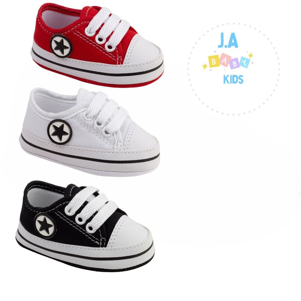 Kit 3 pares de tênis  unisex para bebê Menino e Menina