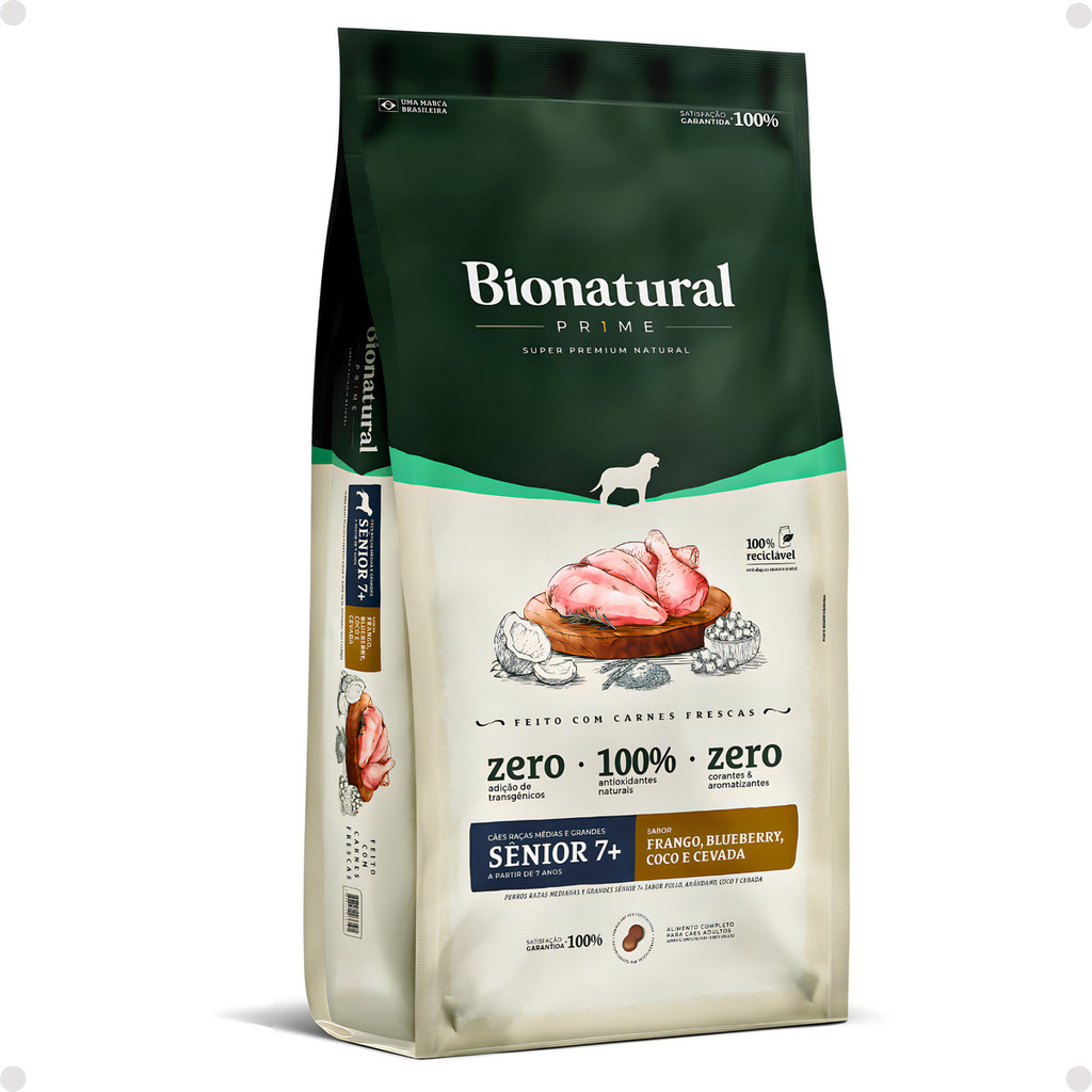 Bionatural Prime Sênior 7+ Frango Cães Raças Pequenas 2,5kg