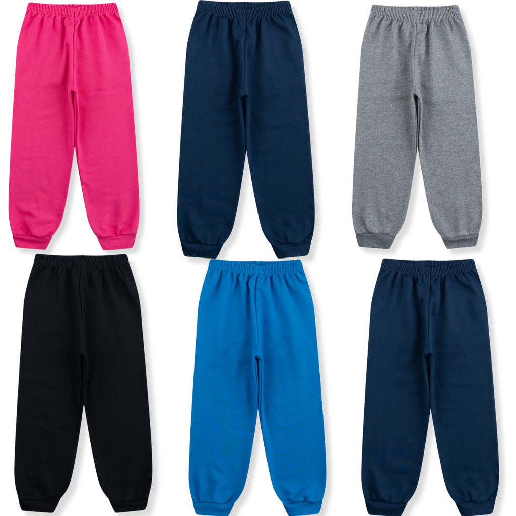 Kit 3 Peças Calça Moletom Infantil 1 ao 8 Liso Menino E Menina