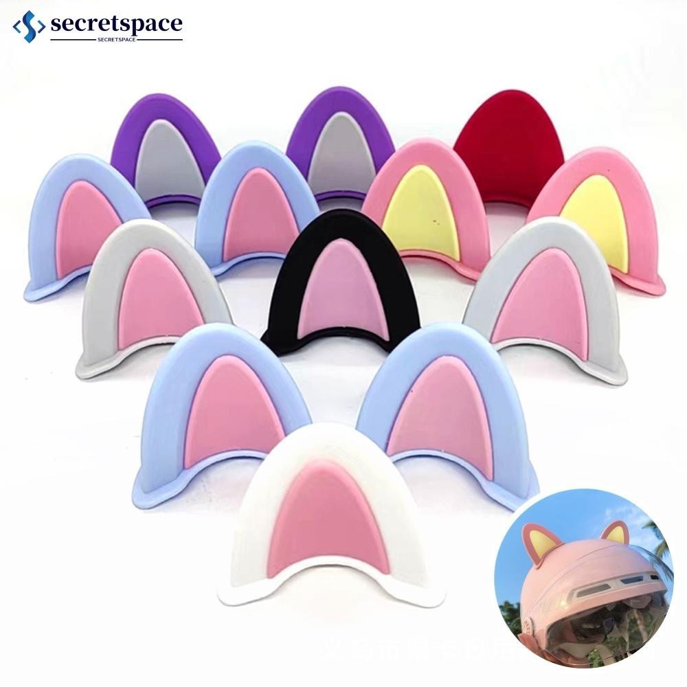 SECRETSPACE 3Pcs Capacete Fofo De Motocicleta Orelhas De Gato Motocross Acessórios De Estilo Decroation B4C3