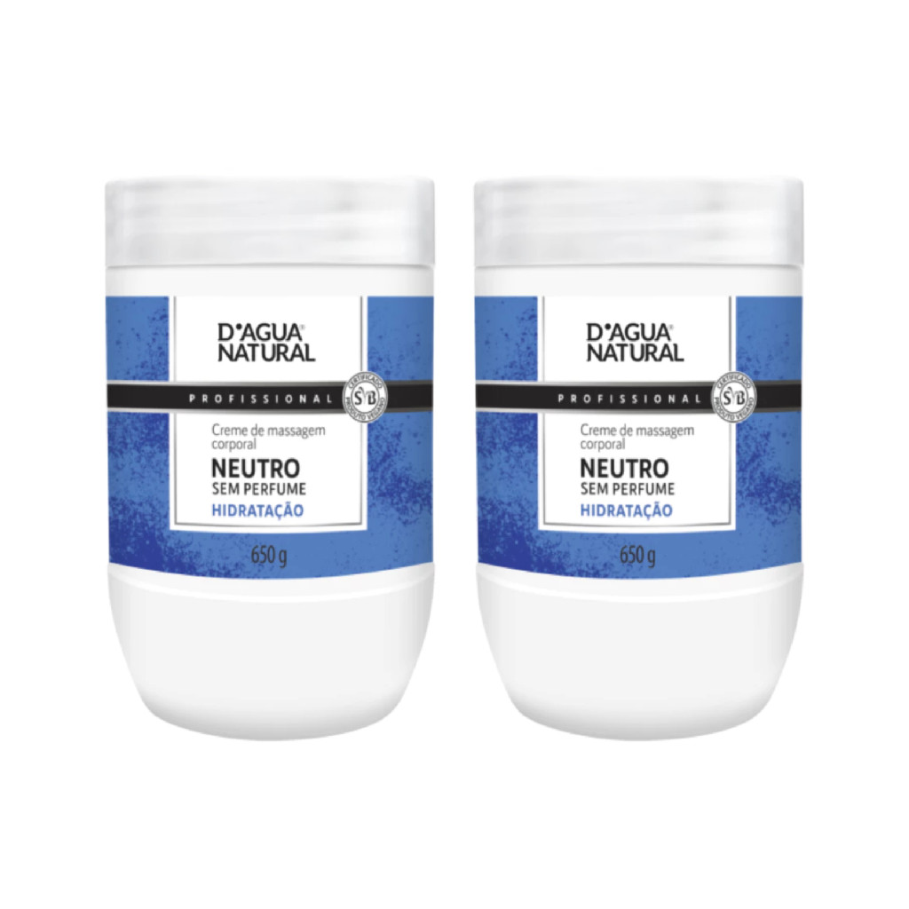 D'agua Natural Creme Massagem Neutro 650g Kit 2x Profissional