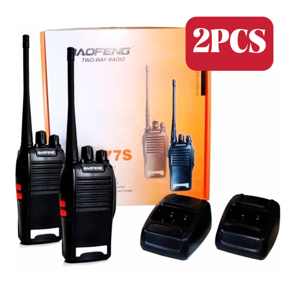 Kit com 2 rádios comunicador Alcance 12 Km 16 Canais BF 777S Profissional recarregável segurança