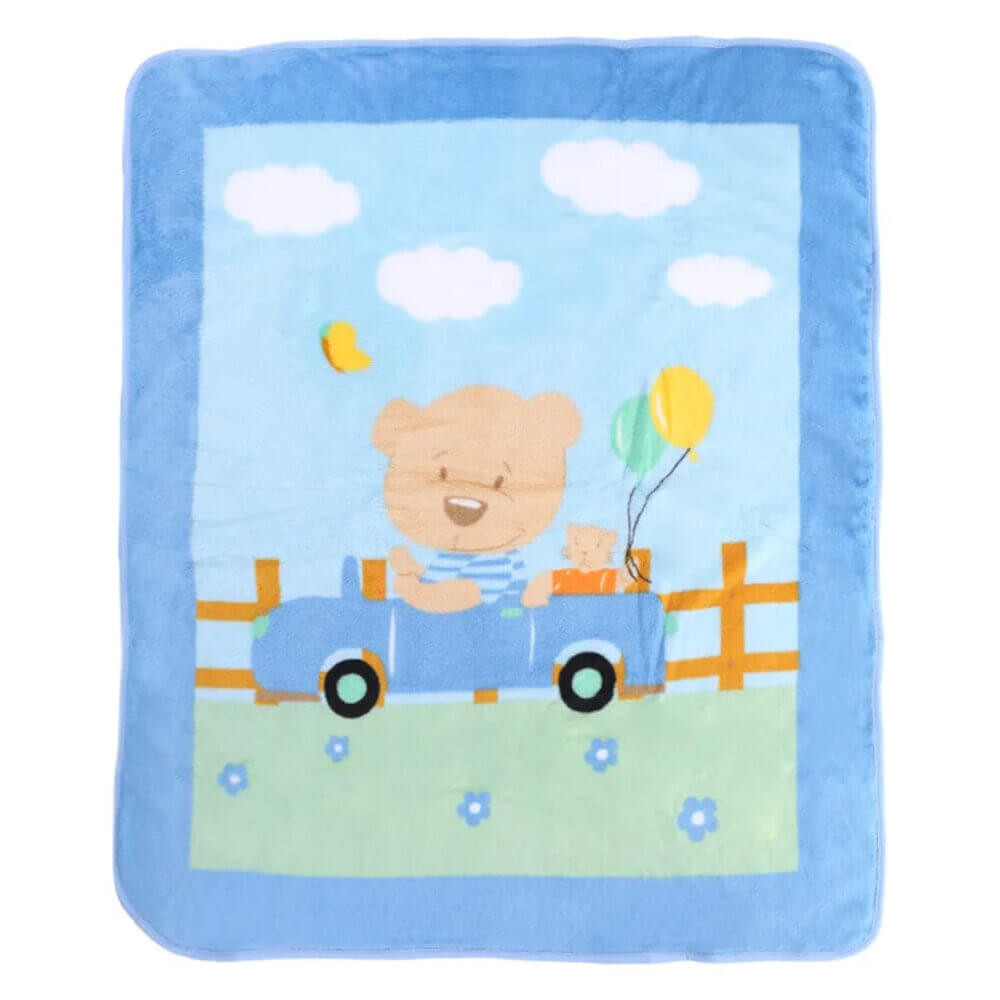 Cobertor Bebê Azul Rozac Baby Soft Para Berço Estampa Sortida