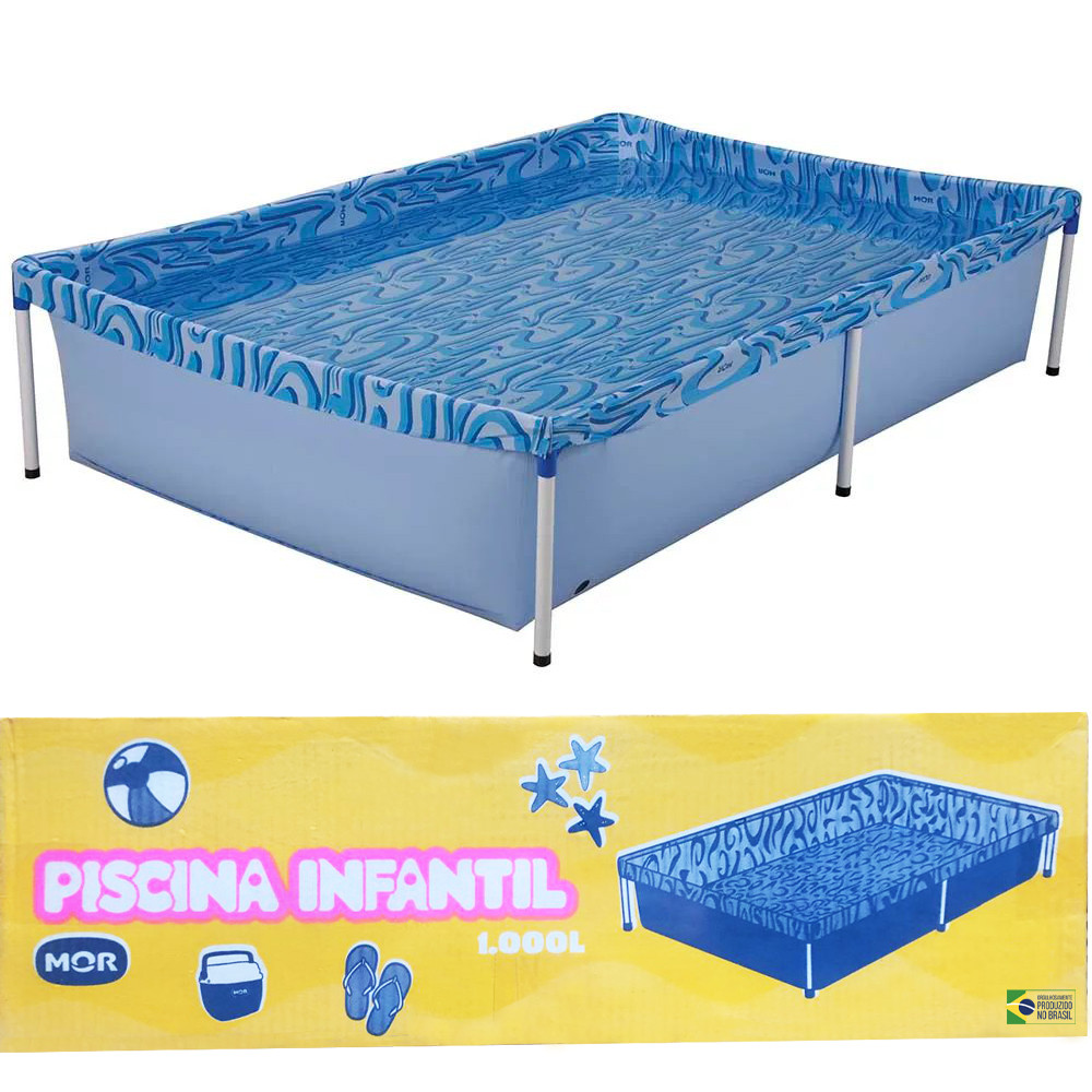 Piscina Retangular Estrutural Reforçada Portátil 1000 Litros Mor