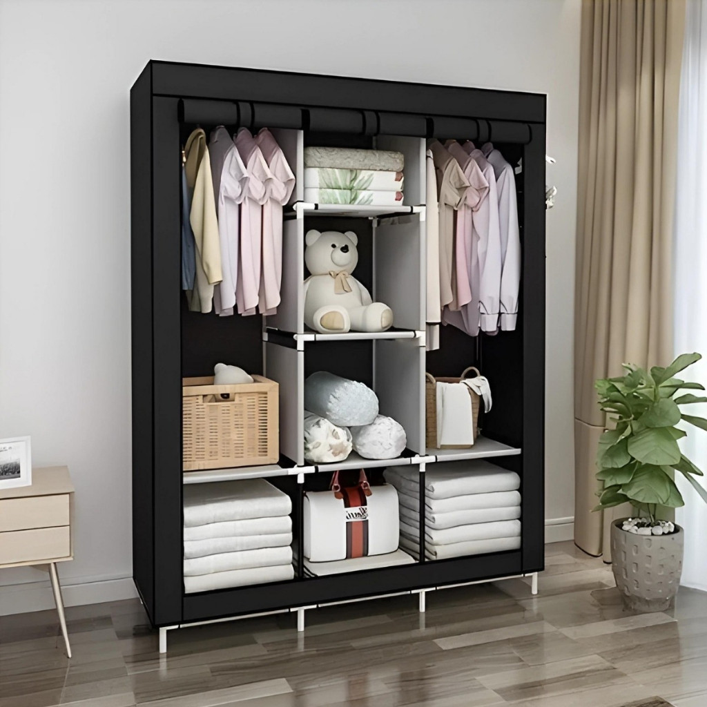 Arara Roupeiro Guarda Roupa Dobravel Armario Desmontavel Para Organizador De Roupa 8 Divisorias b