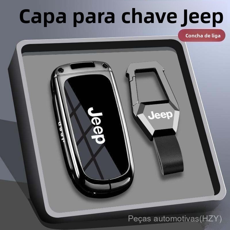 Capa de chave de carro em liga de zinco para Jeep/Luz Livre/Grand Commander Cherokee UU3L