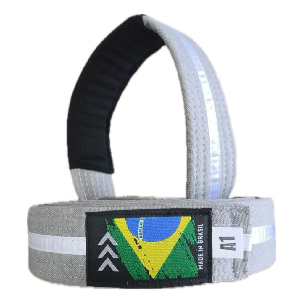Faixa JiuJitsu Fita Branca E Ponta Preta Ideal Para Aulas Treinos E Campeonatos