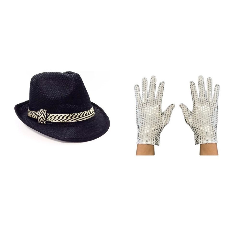FANTASIA CHAPEU E LUVA MICHAEL JACKSON FESTAS ADULTO HALLOWEEN