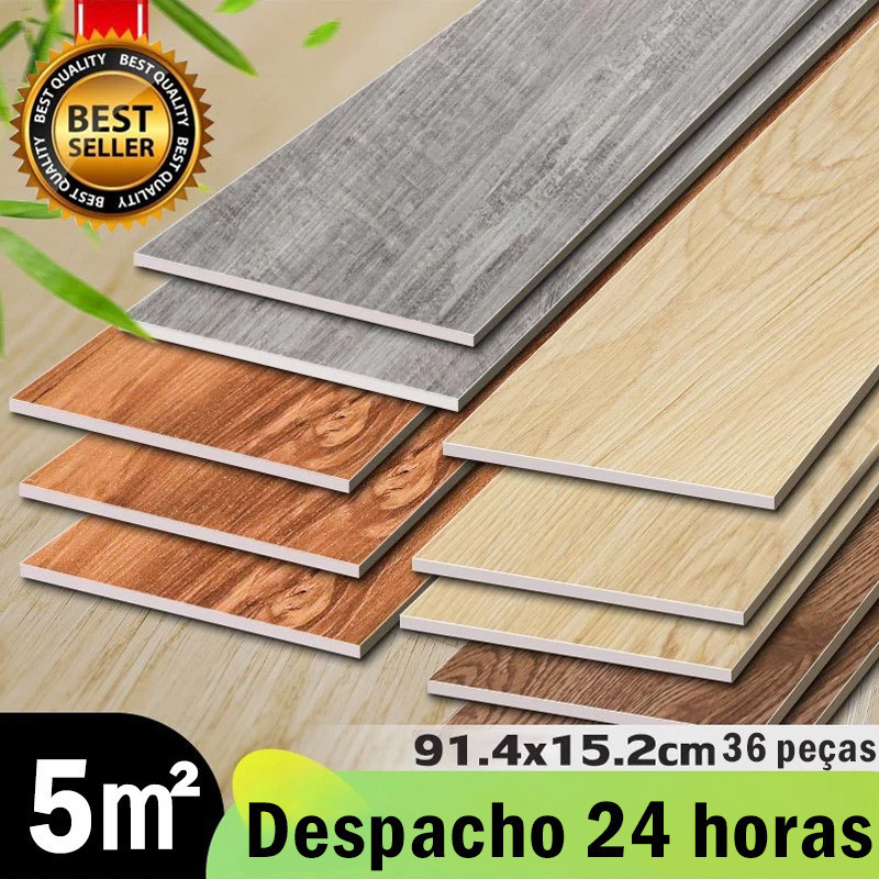 Adesivo PISO 36 PEÇAS 5㎡ Régua De Ajuste De Piso De Vinil Etiqueta Lavável De Madeira Autoadesiva 91cm x 15cm