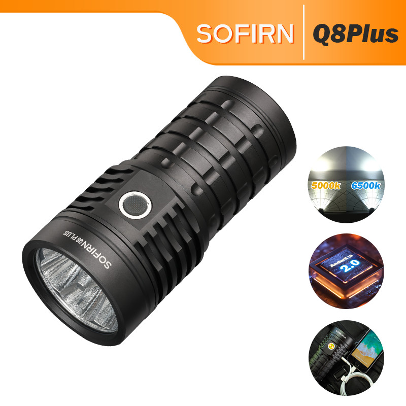 Sofirn Q8Plus (EC06) Lanterna Super LED Poderosa 16000lm USB C Recarregável 21700 Anduril 2.0 Com XHP50B