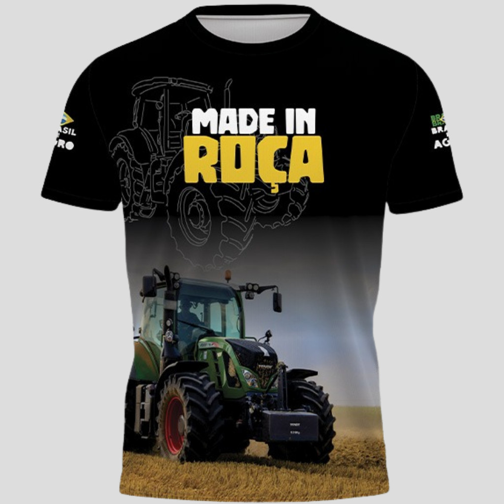 Camiseta Made In Roça Agro Brasil Agricultura Camisa Proteção Uv