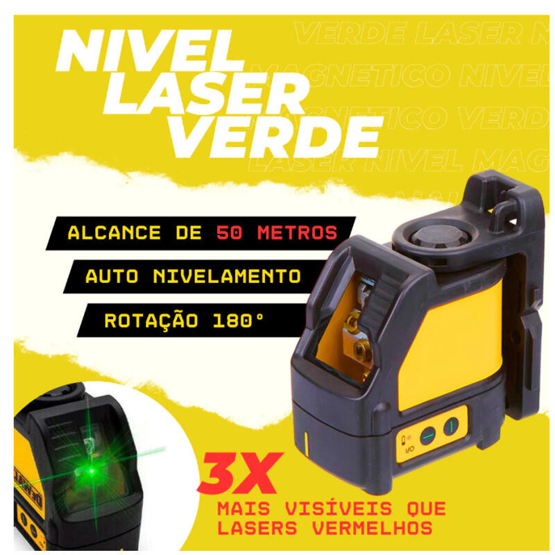 Nivel a Laser Verde de Precisão 50M Nível a Laser Profissional 2 Linhas Cruzada de Horizontal Vertical Autonivelante