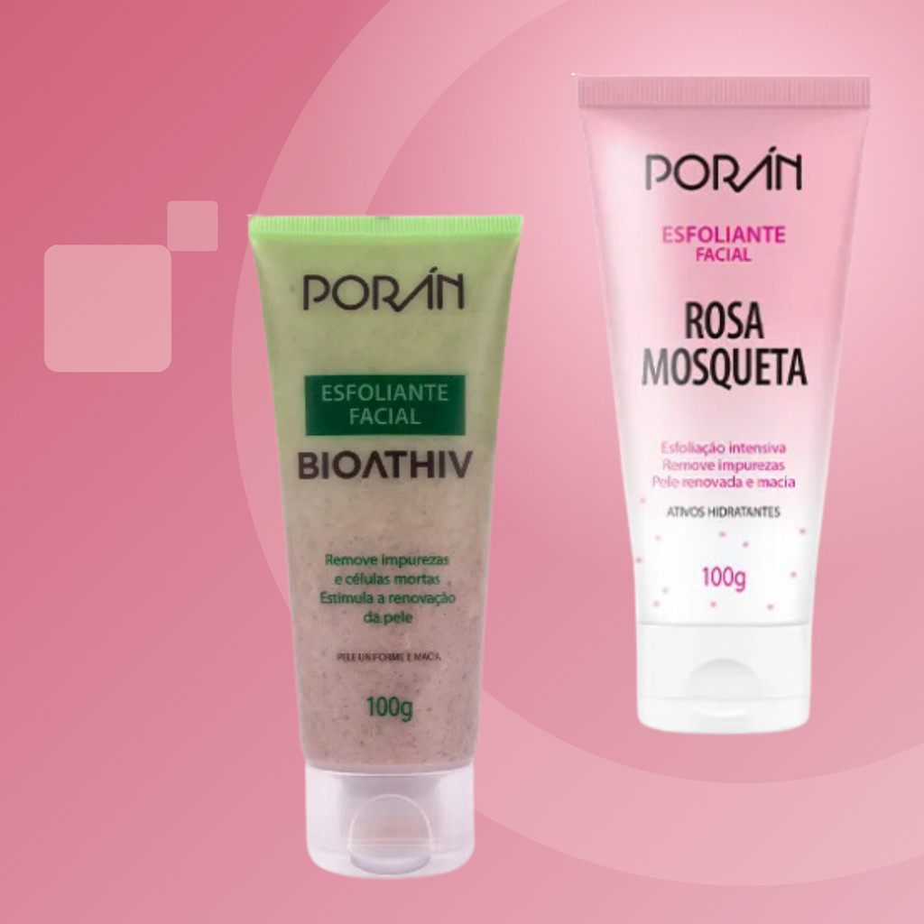 Esfoliante Facial Rosa Mosqueta Porán e Bioathiv Vegano Esfoliação Intensiva 100g