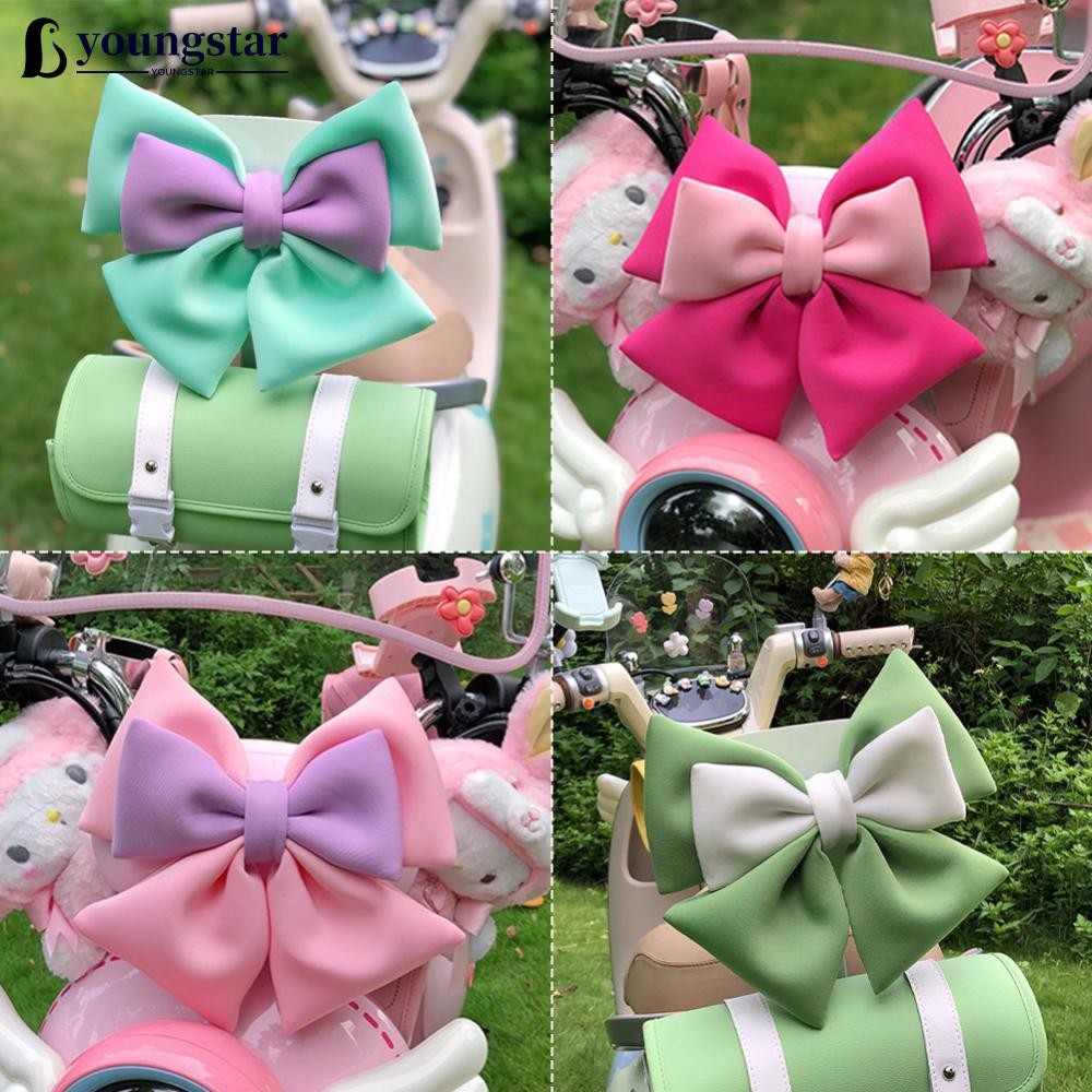 YOUNGSTAR Dupla Cor Arco Capacete Da Motocicleta Decoração Acessórios De Bicicleta Elétrica Para Do Corpo Carro Bowknot 